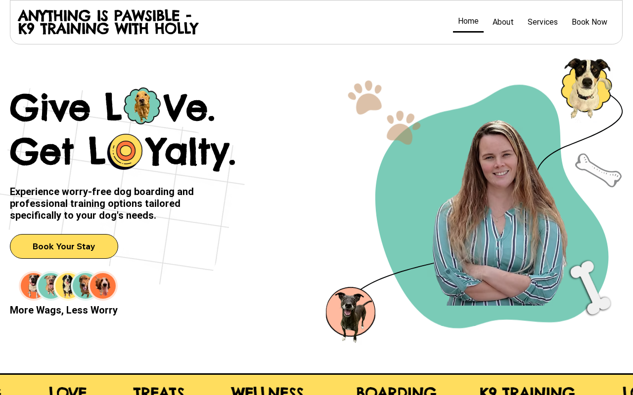 Anything is Pawsible Pet Care website