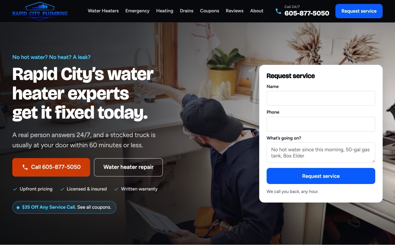 Rapid City Plumbing website