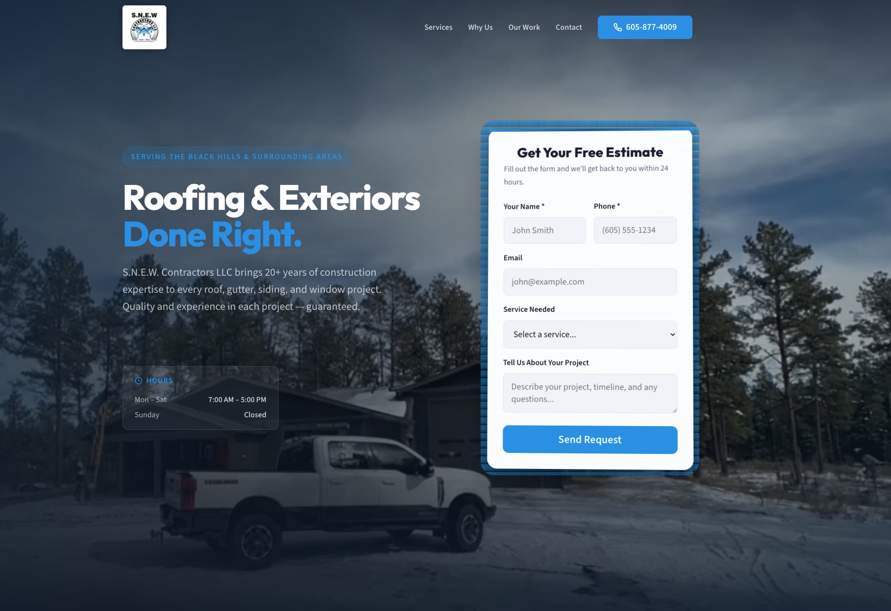 SNEW Contractors website